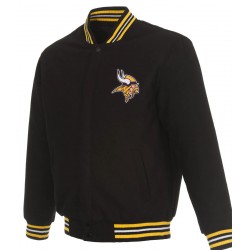Minnesota Vikings Bomber Black Wool Jacket