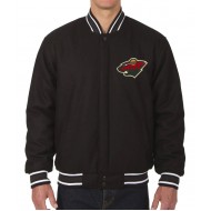 Minnesota Wild Bomber Black Wool Jacket 