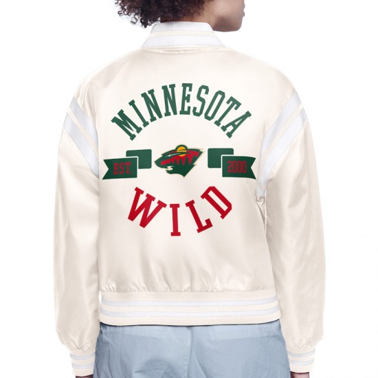 Minnesota Wild Printed Logo Varsity Satin Jacket Minnesota Wild Printed Logo Varsity Satin Jacket