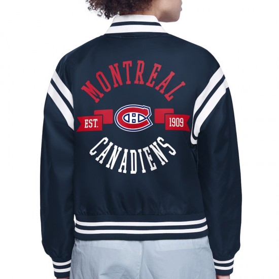Montreal Canadiens Printed Logo Varsity Satin Jacket Montreal Canadiens Printed Logo Varsity Satin Jacket