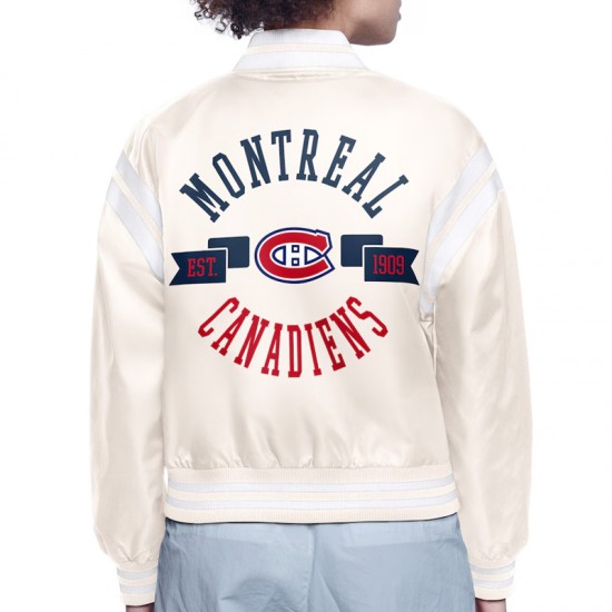 Montreal Canadiens Printed Logo Varsity Satin Jacket Montreal Canadiens Printed Logo Varsity Satin Jacket