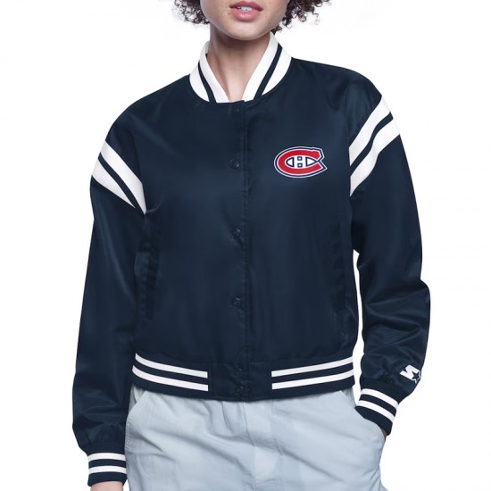 Montreal Canadiens Printed Logo Varsity Satin Jacket Montreal Canadiens Printed Logo Varsity Satin Jacket