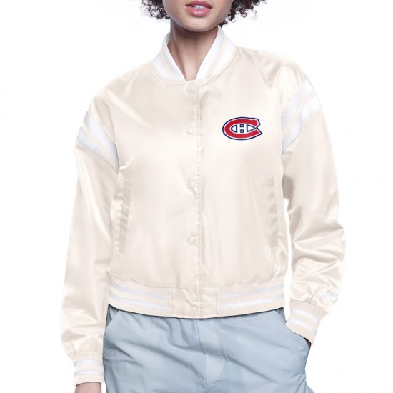 Montreal Canadiens Printed Logo Varsity Satin Jacket Montreal Canadiens Printed Logo Varsity Satin Jacket