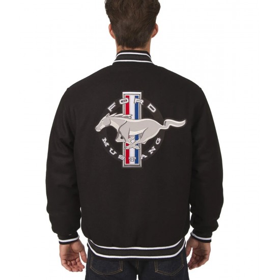 Mustang Varsity Bomber Black Wool Jacket Mustang Varsity Bomber Black Wool Jacket
