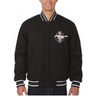 Mustang Varsity Bomber Black Wool Jacket