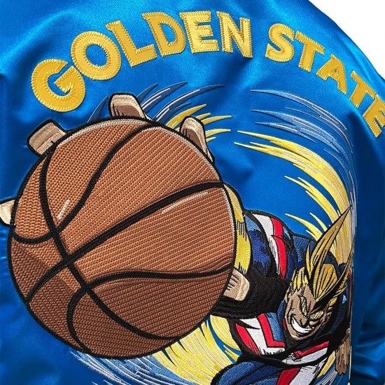 My Hero Academia NBA - All Might Golden State Warriors Satin Jacket My Hero Academia NBA - All Might Golden State Warriors Satin Jacket