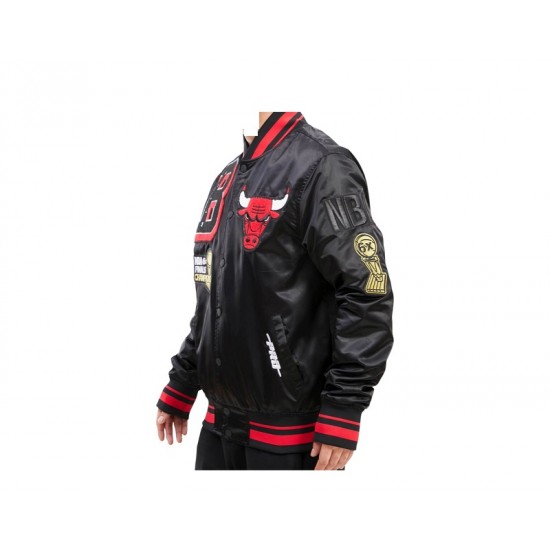 NBA Chicago Bulls Mash Up Logo Satin Men's Jacket NBA Chicago Bulls Mash Up Logo Satin Men's Jacket