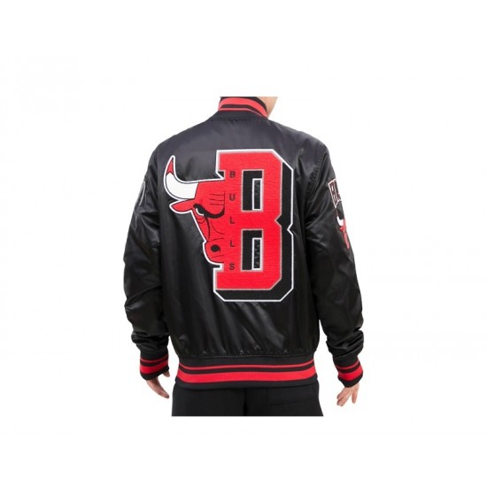 NBA Chicago Bulls Mash Up Logo Satin Men's Jacket NBA Chicago Bulls Mash Up Logo Satin Men's Jacket