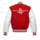 NBA Houston Rockets Letterman Red and White Jacket NBA Houston Rockets Letterman Red and White Jacket
