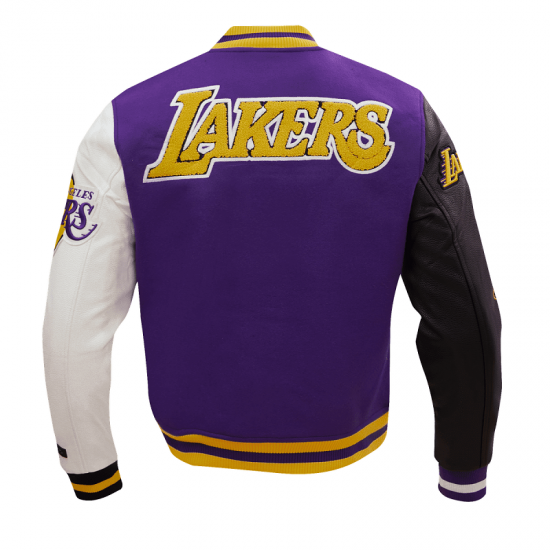 NBA Los Angeles Lakers Biker Varsity Jacket NBA Los Angeles Lakers Biker Varsity Jacket