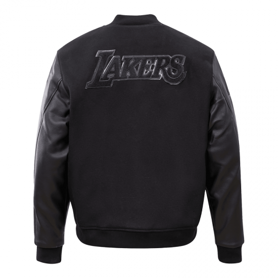 NBA Los Angeles Lakers Triple Black Varsity Jacket NBA Los Angeles Lakers Triple Black Varsity Jacket