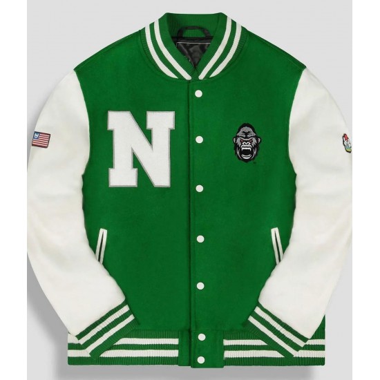 NGHTMR Kamaru Usman Letterman Green and White Jacket NGHTMR Kamaru Usman Letterman Green and White Jacket