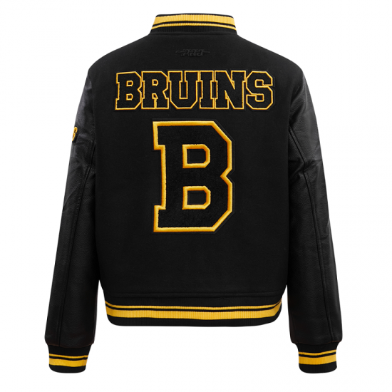 NHL Boston Bruins Retro Classic Womens Black Varsity Jacket NHL Boston Bruins Retro Classic Womens Black Varsity Jacket