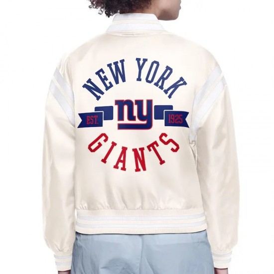 NY Giants Printed Logo Varsity Satin Jacket