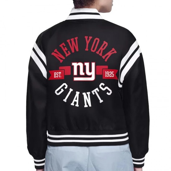 NY Giants Printed Logo Varsity Satin Jacket