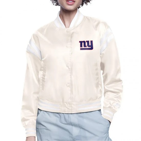 NY Giants Printed Logo Varsity Satin Jacket