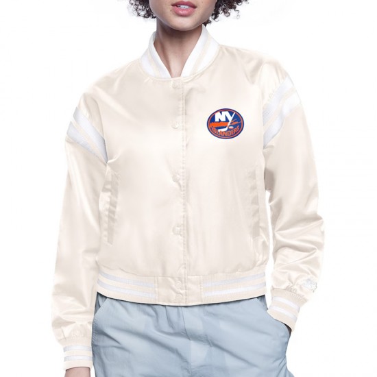 NY Islanders Printed Logo Varsity Satin Jacket