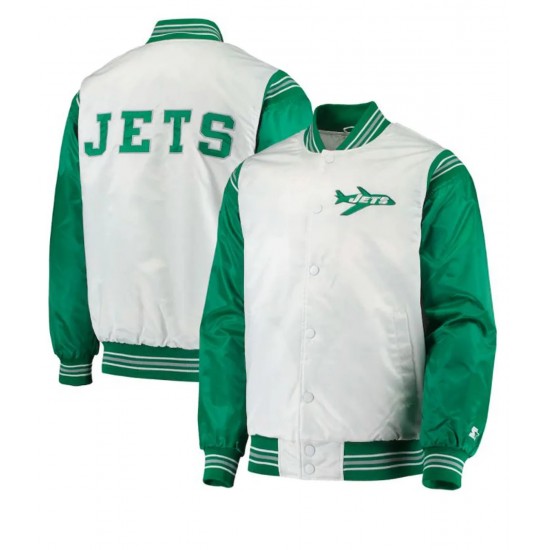 NY Jets Varsity Starter White and Green Jacket NY Jets Varsity Starter White and Green Jacket
