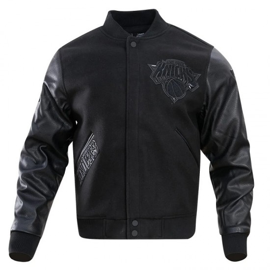 NY Knicks All Black Varsity Jacket NY Knicks All Black Varsity Jacket