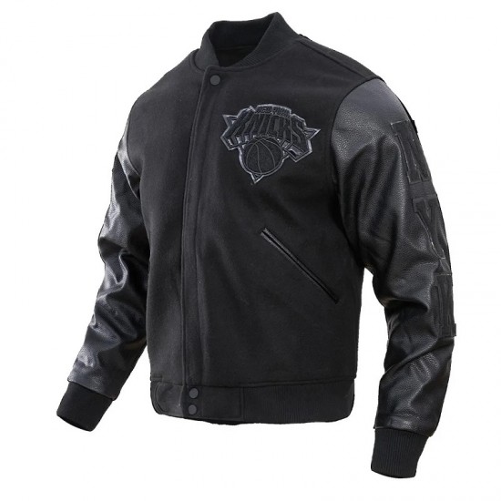 NY Knicks All Black Varsity Jacket NY Knicks All Black Varsity Jacket