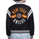 NY Knicks Printed Logo Varsity Satin Jacket NY Knicks Printed Logo Varsity Satin Jacket