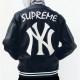 NY Yankees Letterman Varsity Black Leather Jacket NY Yankees Letterman Varsity Black Leather Jacket