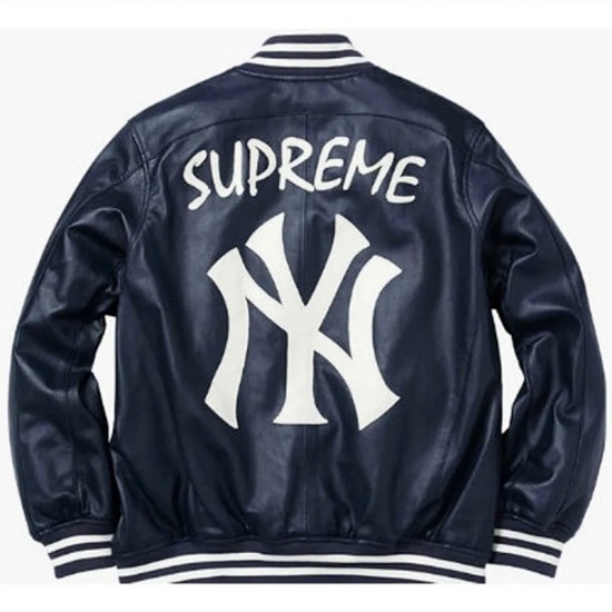 NY Yankees Letterman Varsity Black Leather Jacket NY Yankees Letterman Varsity Black Leather Jacket