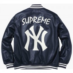 NY Yankees Letterman Varsity Blue Leather Jacket 
