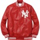 NY Yankees Letterman Varsity Red Leather Jacket