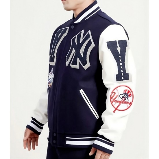 NY Yankees MBL Mash Up Logo Letterman Varsity Jacket NY Yankees MBL Mash Up Logo Letterman Varsity Jacket