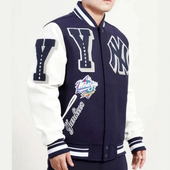 NY Yankees MBL Mash Up Logo Letterman Varsity Jacket NY Yankees MBL Mash Up Logo Letterman Varsity Jacket