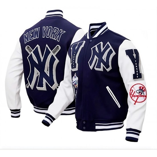 NY Yankees MBL Mash Up Logo Letterman Varsity Jacket NY Yankees MBL Mash Up Logo Letterman Varsity Jacket
