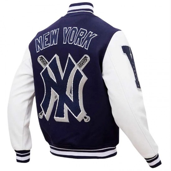 NY Yankees MBL Mash Up Logo Letterman Varsity Jacket NY Yankees MBL Mash Up Logo Letterman Varsity Jacket