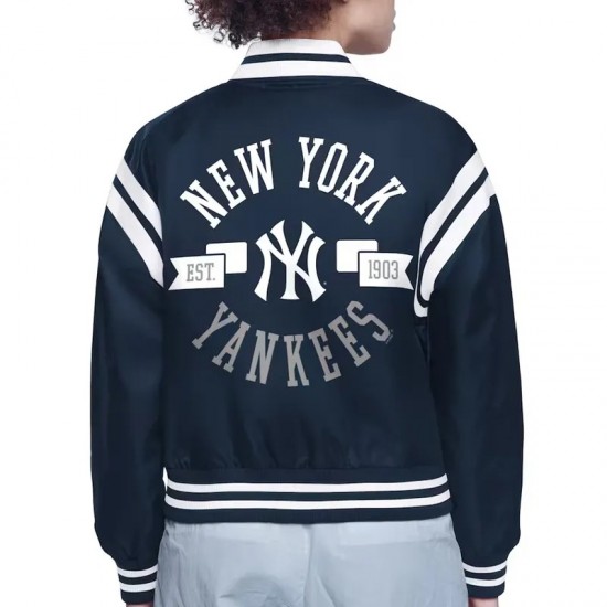 NY Yankees Printed Logo Varsity Satin Jacket NY Yankees Printed Logo Varsity Satin Jacket