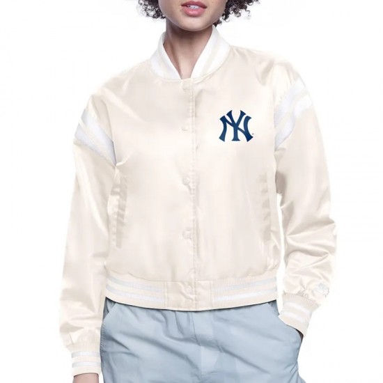 NY Yankees Printed Logo Varsity Satin Jacket NY Yankees Printed Logo Varsity Satin Jacket