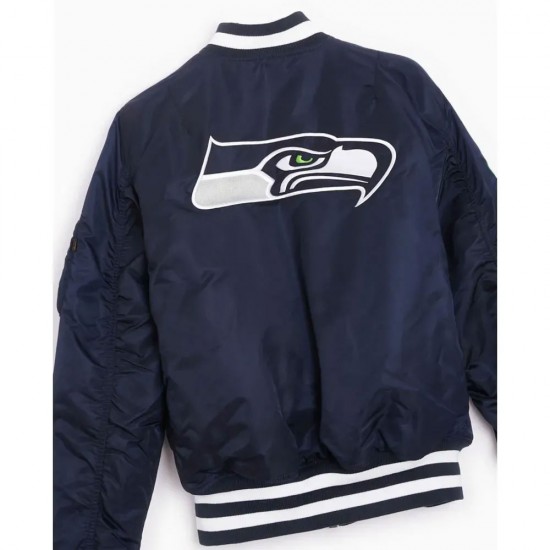 Navy Blue Seattle Seahawks Bomber MA-1 Jacket