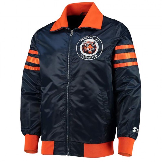 Navy Blue The Captain III Detroit Tigers Satin Jacket Navy Blue The Captain III Detroit Tigers Satin Jacket