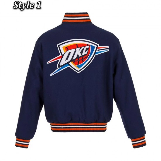 Navy Oklahoma City Thunder Varsity Wool Jacket Navy Oklahoma City Thunder Varsity Wool Jacket