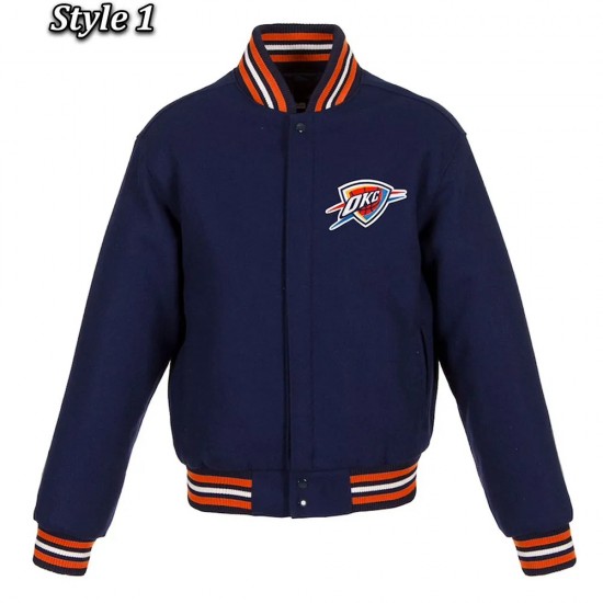Navy Oklahoma City Thunder Varsity Wool Jacket Navy Oklahoma City Thunder Varsity Wool Jacket