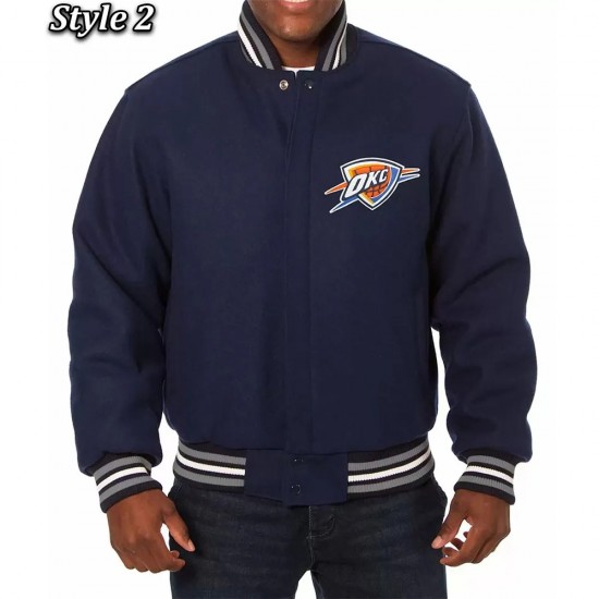 Navy Oklahoma City Thunder Varsity Wool Jacket Navy Oklahoma City Thunder Varsity Wool Jacket
