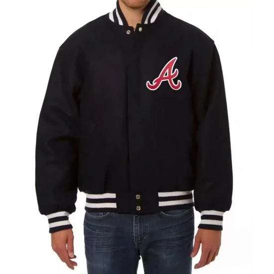 Navy Varsity Atlanta Braves Wool Jacket