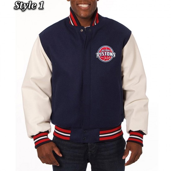 Navy White Detroit Pistons Varsity Jacket Navy White Detroit Pistons Varsity Jacket