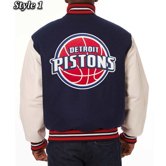 Navy White Detroit Pistons Varsity Jacket Navy White Detroit Pistons Varsity Jacket