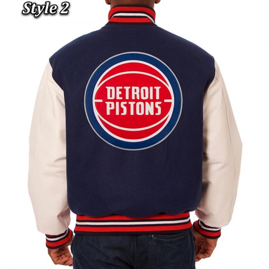 Navy White Detroit Pistons Varsity Jacket Navy White Detroit Pistons Varsity Jacket