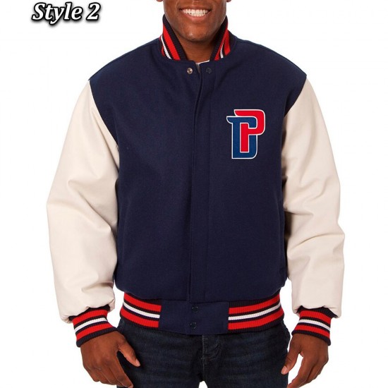 Navy White Detroit Pistons Varsity Jacket Navy White Detroit Pistons Varsity Jacket