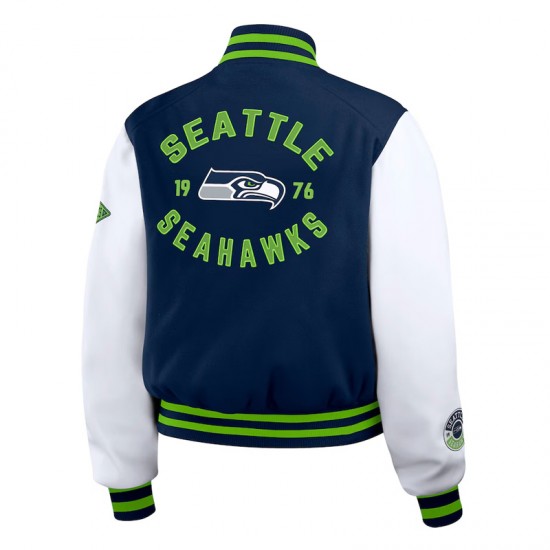 Navy White Seattle Seahawks Varsity Full-Zip Jacket