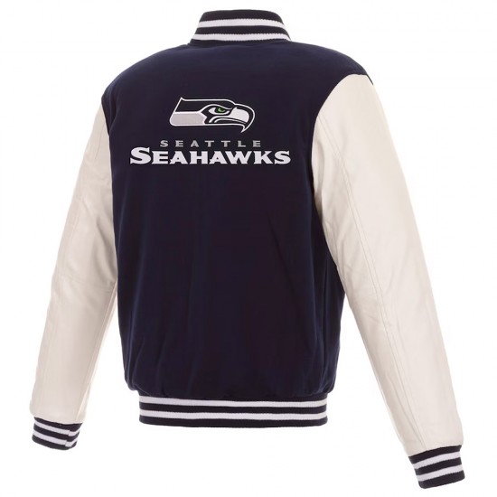 Navy White Seattle Seahawks Varsity Jacket