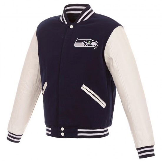 Navy White Seattle Seahawks Varsity Jacket