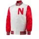 Nebraska Huskers Starter Red and White Varsity Satin Jacket