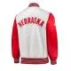 Nebraska Huskers Starter Red and White Varsity Satin Jacket